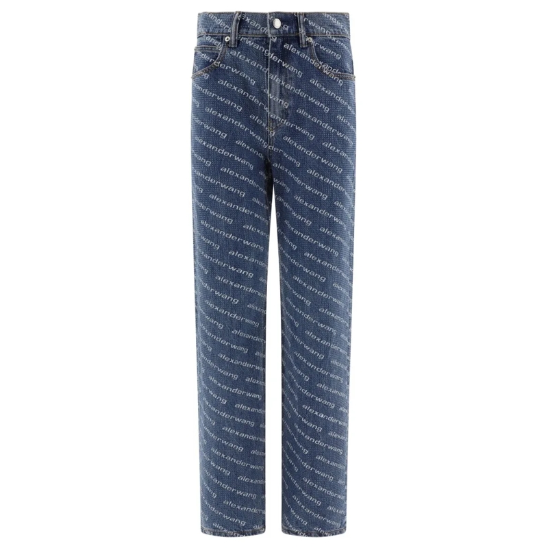 Alexander Wang Jeans Jeans With Logo Crystal Hotfix Blue