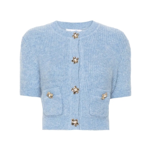 Self Portrait Flower-Buttons Cardigan Blue Strickjacke