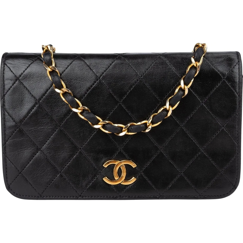 Chanel Tote Chanel Quilted Lambskin 24K Gold Single Flap Cross schwarz