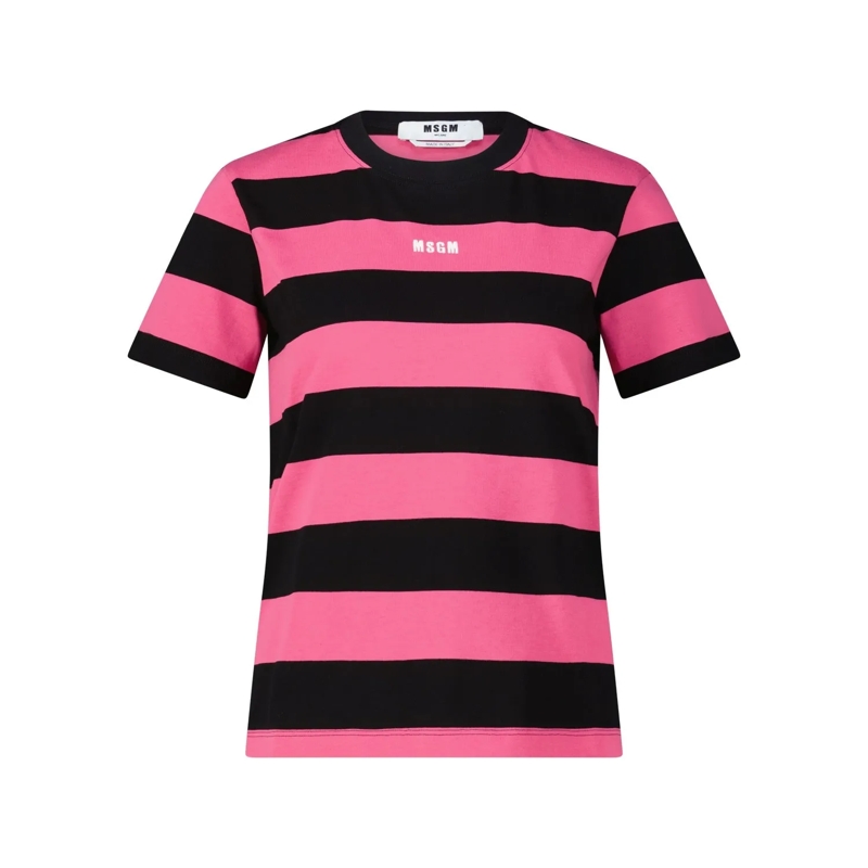 MSGM T-Shirt Gestreiftes T-Shirt mit Logo pink(Image 3)