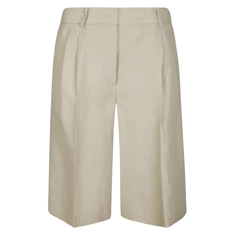 Alberto Biani Casual Shorts Soft Linen Blend Shorts With Front Hook Neutrals