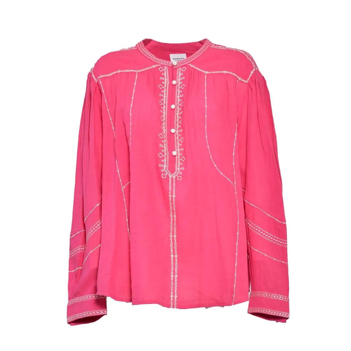 Thumbnail - Etoile Isabel Marant - Pelson Blouse In Embroidered Cotton Fuchsia - Größe 34 - pink