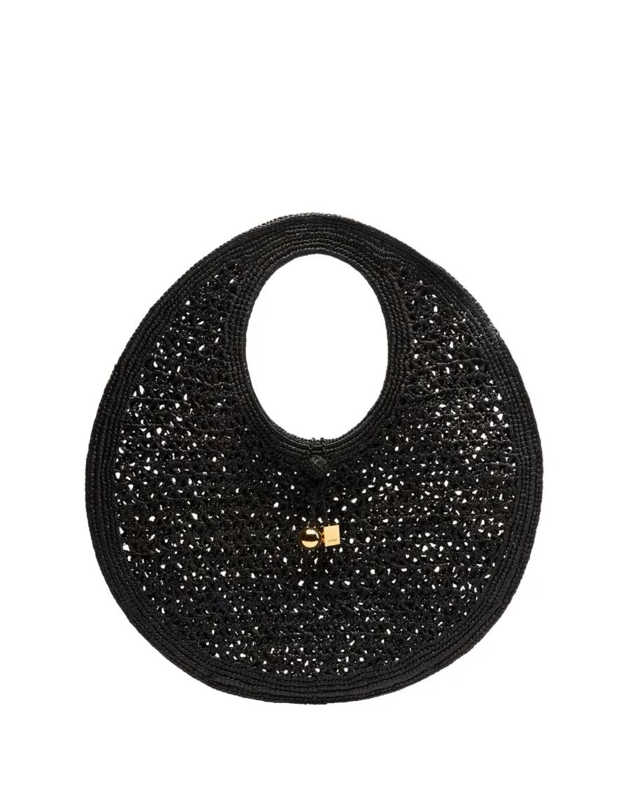 Jacquemus Crossbody Bags - Le Rond Spiaggia Raffia Handbag - Gr. unisize - in Schwarz - für Damen