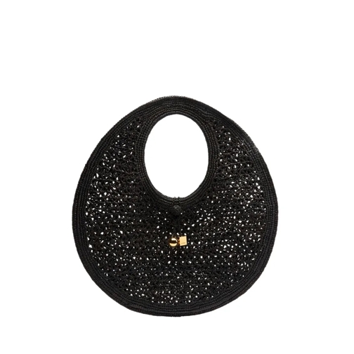 Jacquemus Crossbodytas Le Rond Spiaggia Raffia Handbag Black