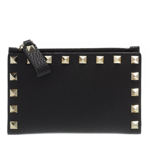 Valentino Garavani Rockstud Card Case Leather Black Bi-Fold Portemonnaie
