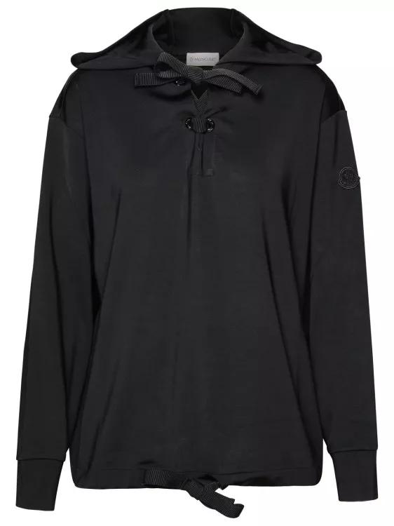 Moncler - Black Viscose Sweatshirt - Größe XS - black