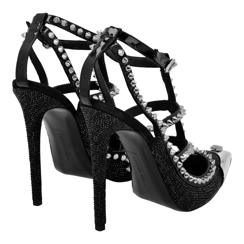 Philipp Plein Riemchensandalen Sandaletten Skull Mit Schmucksteinen schwarz(Image 2)