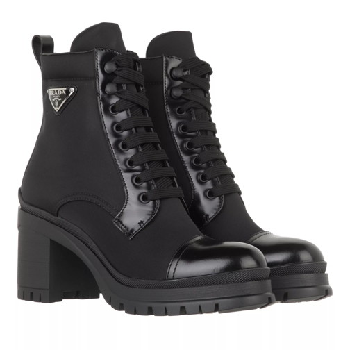Prada Heeled Boots Nylon/Leather Black Bottine