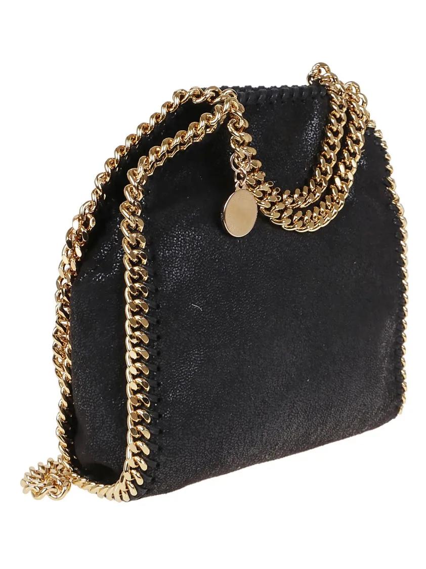 Stella Mccartney Shoppers & Totes Tiny Tote Eco Shaggy Deer W Gold Color Chain in zwart