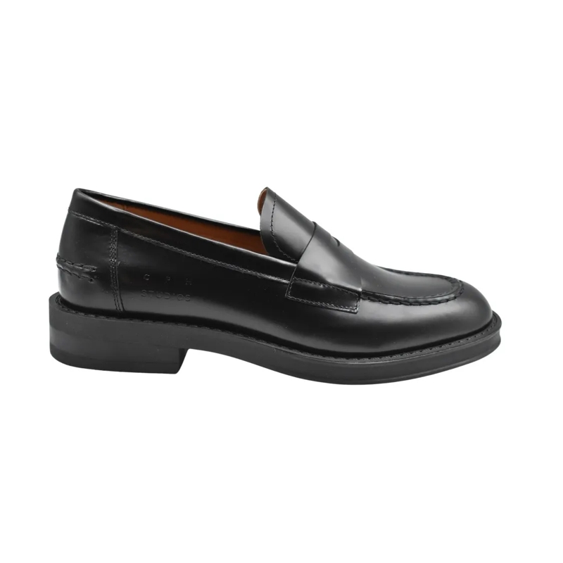 Copenhagen Balletschoenen Low-Top Black Leather Loafers With Lacing Black