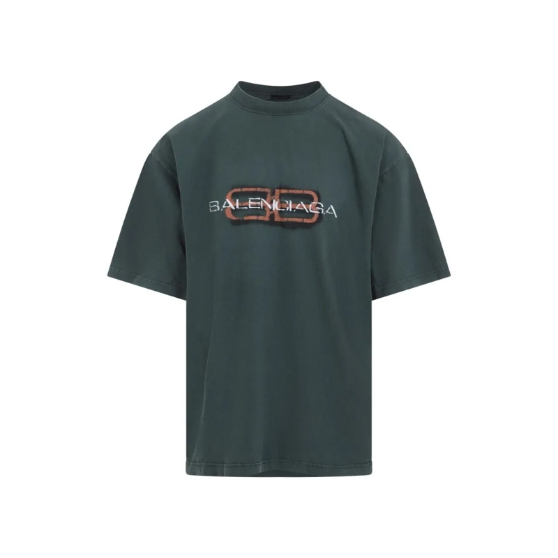 Balenciaga T-shirt Solid Green T-Shirt With Classic Fit And Short Sle Green