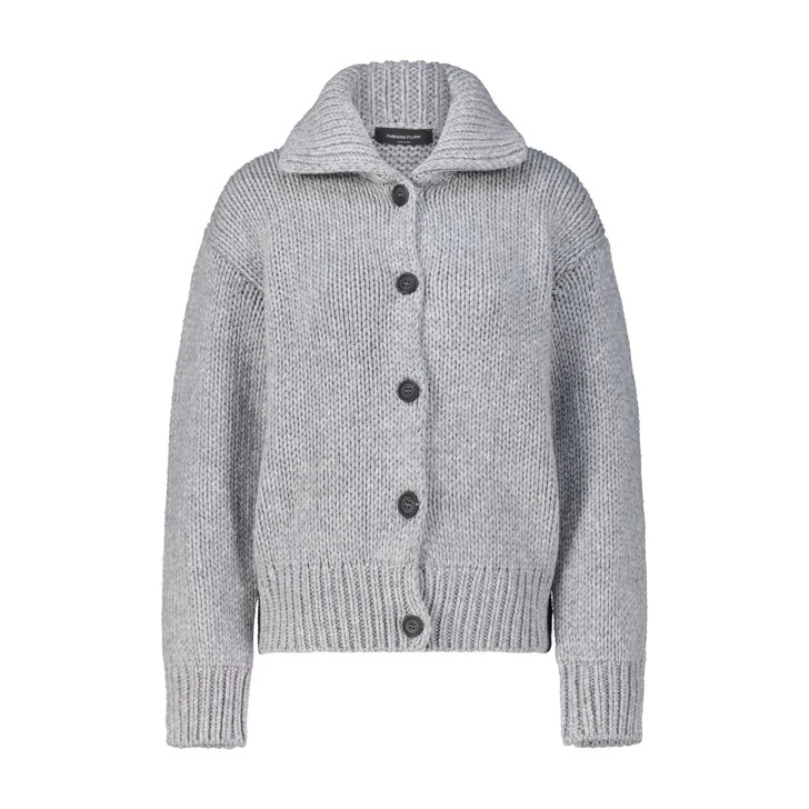 Fabiana Filippi Cardigan mit Kaschmir und Seide Grau Strickjacke
