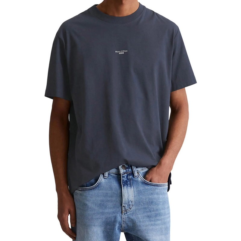 Marc O´Polo Hemd T-Shirt, SSL, Logo Print, Relax 1er Pack dunkel-blau(Image 2)