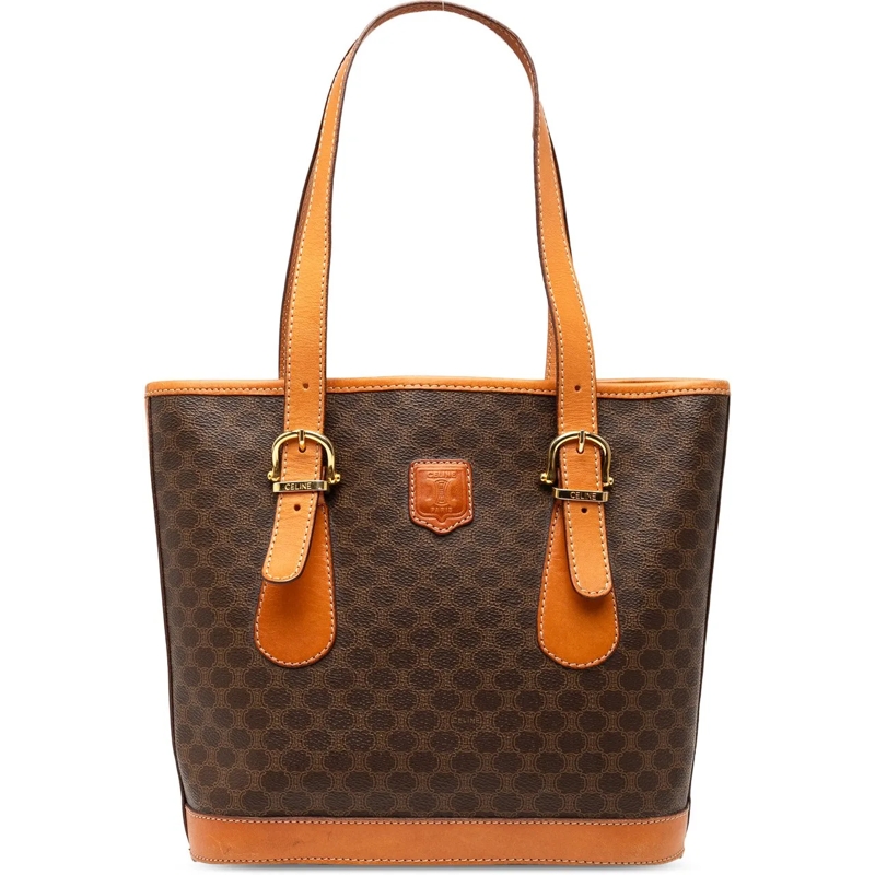 Celine Schultertasche Macadam Coated Canvas Shoulder Bag braun