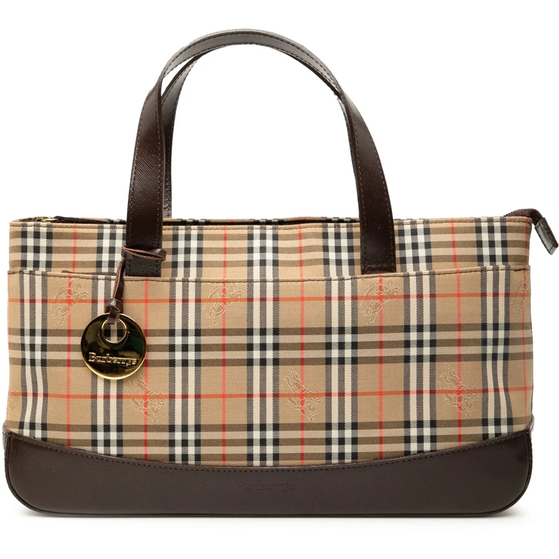 Burberry Tote Haymarket Check Canvas Handbag braun