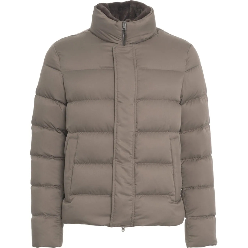 Herno Minikleid Down jacket with faux fur collar grau