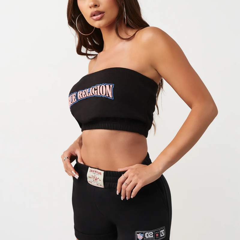 True Religion Top - Bandeau-Top- Puff-Print- Weiche Fleeceinnensei schwarz(Image 3)