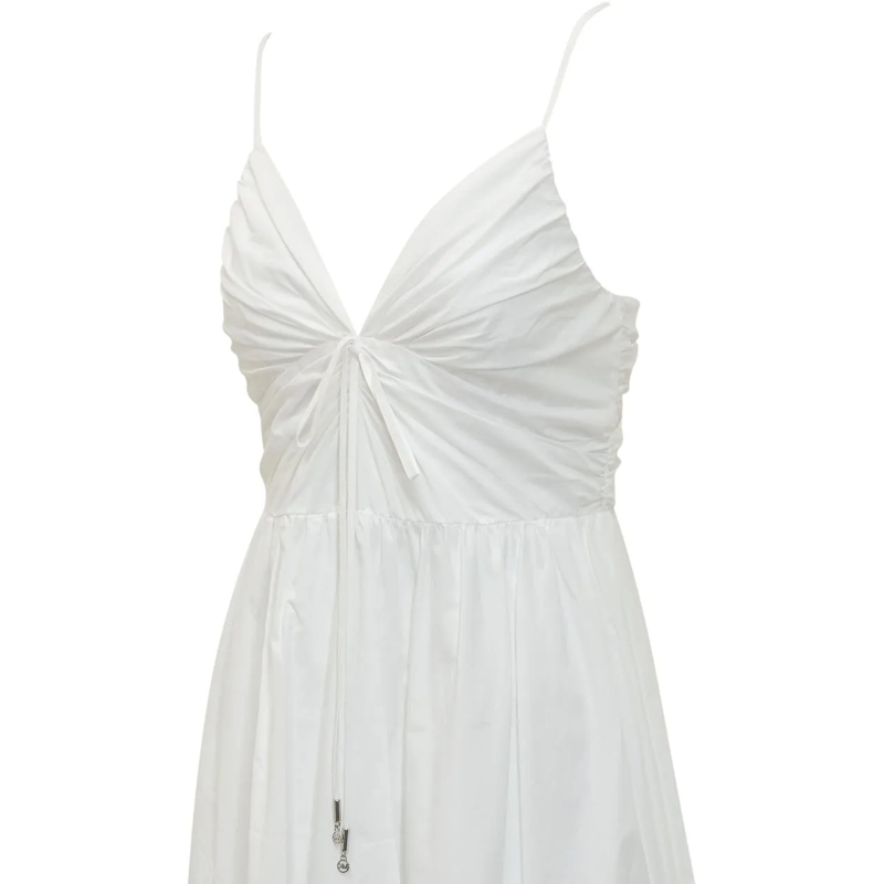 MICHAEL Michael Kors Maxikleid Abito Midi con Scollo a V e Coulisse weiß(Image 4)