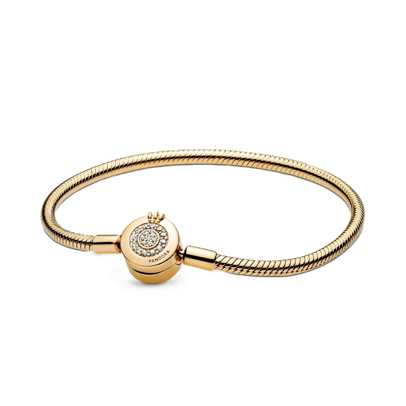 Pandora Bracelet Signature Sparkling Crown Snake Chain Bracelet Arm Gold