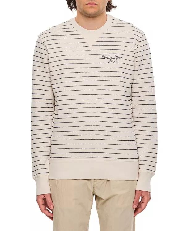 Golden Goose - Striped Cotton Crewneck Sweatshirt - Größe S - white