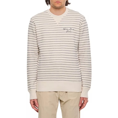 Golden Goose  Striped Cotton Crewneck Sweatshirt White