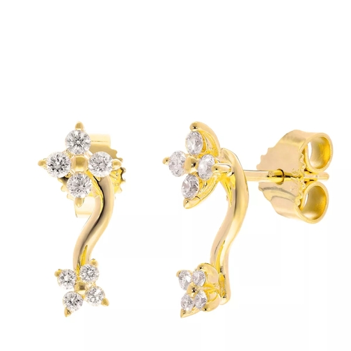 diamondline stud earrings 375 YG 16 diamonds tot. approx. 0,30 gold Stud
