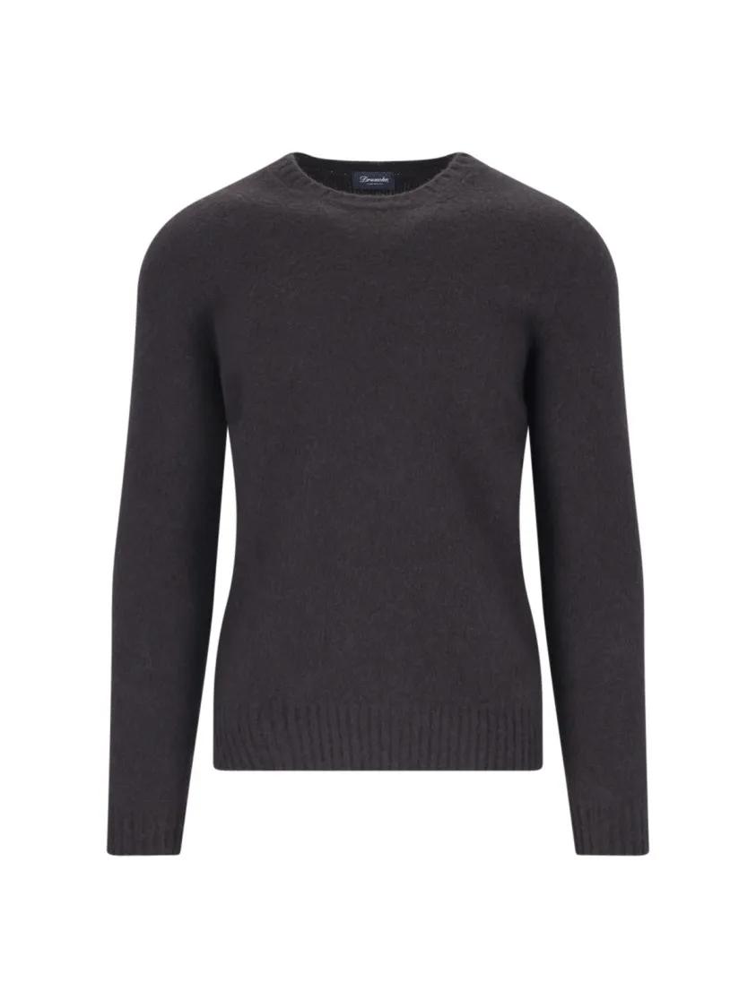 Thumbnail - Drumohr - Basic Sweater In Brown Wool Dark Shade - Größe 48 - braun