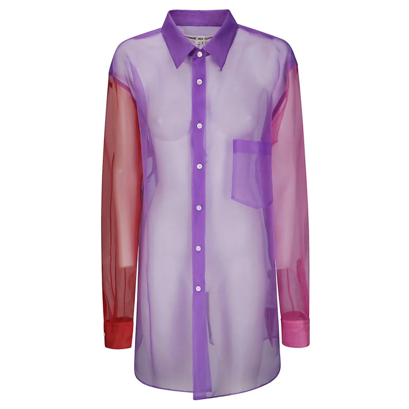 Comme des Garcons Blouse Two-Tone Transparent Taffeta Ladies Blouse Multicolor