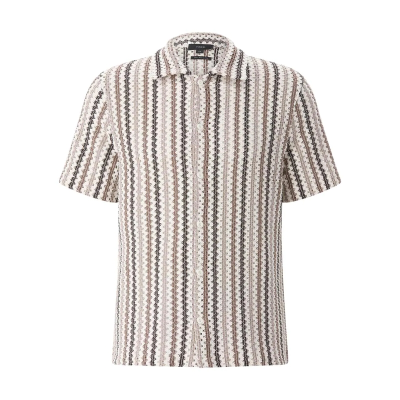 Vince Chemise Kurzarmhemd aus Strick mehrfarbig