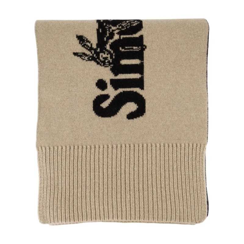 Simone Rocha Écharpe légère Wool Scarf With Bold Logo Design Neutrals