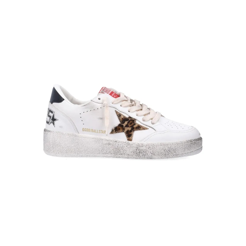 Golden Goose Lage-top sneaker Vintage-Inspired Ball Star Sneakers With Leopard P White