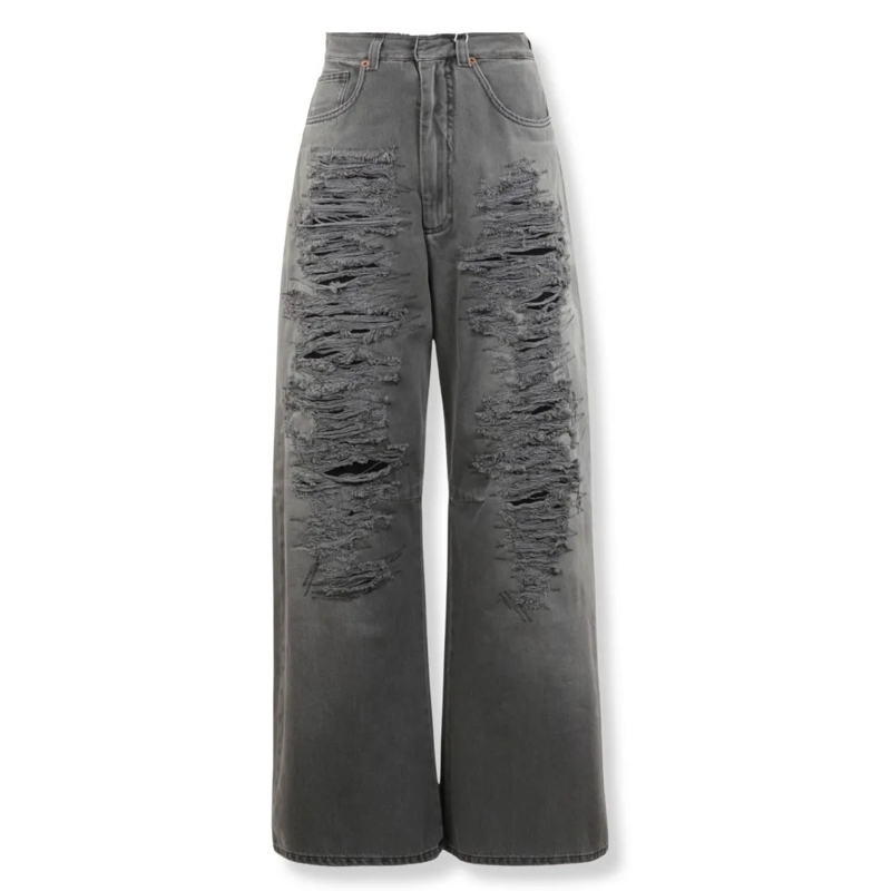 MM6 Maison Margiela Jeans Wide-Leg Destroyed Jeans Grey