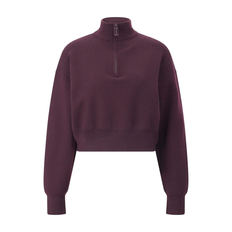 Victoria Beckham Trui Cropped Zip-Pullover Dunkellila