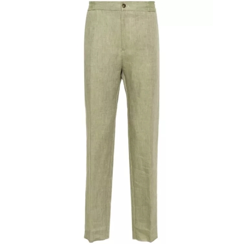 Etro Green Tapered Linen Pants Green 