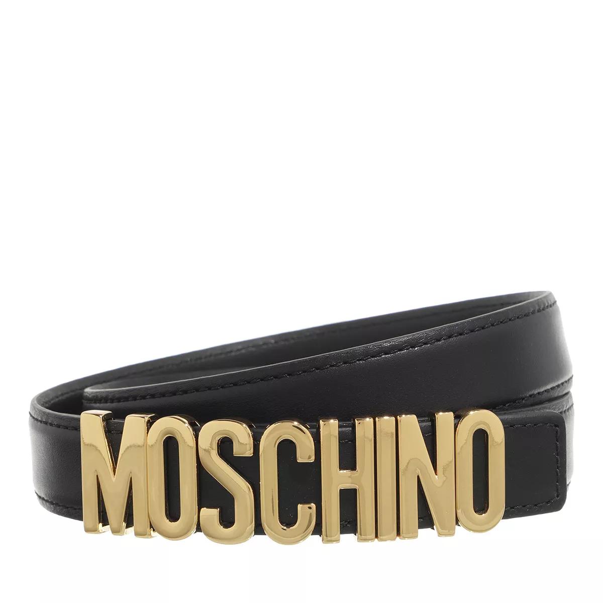 mei Kwelling Afgekeurd Moschino Logo Belt Smooth Leather Black | Leren Riem | fashionette