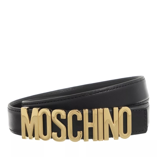 Moschino Logo Belt Smooth Leather Black Leren Riem