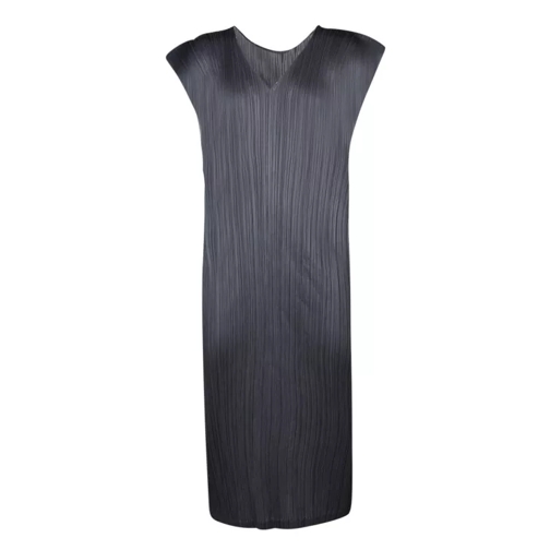 Issey Miyake Pleated Long Dress Grey 