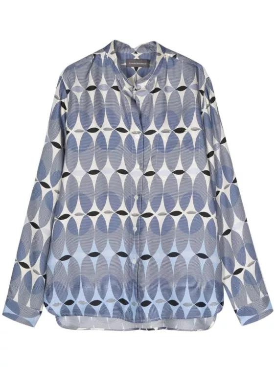 Lorena Antoniazzi - Monogram-Pattern Silk Shirt - Größe 40 - blue