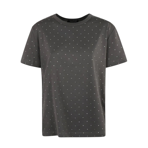 Fabiana Filippi T-Shirts Casual Grey Cotton T-Shirt With Stud Embellishment Grey