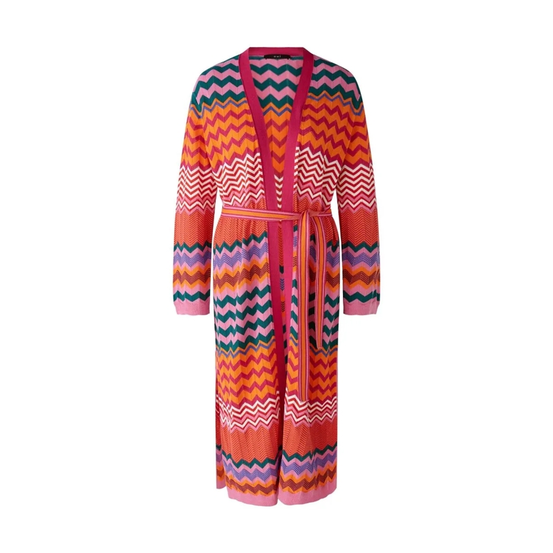 Oui Strickjacke Strickmantel pink