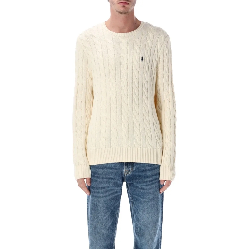 Polo Ralph Lauren Trui Cable-Knit Sweater With Iconic Embroidery Neutrals
