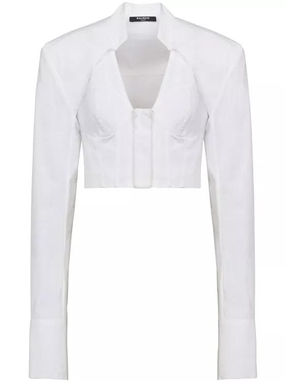 Balmain - Cropped Shirt - Größe 36 - white