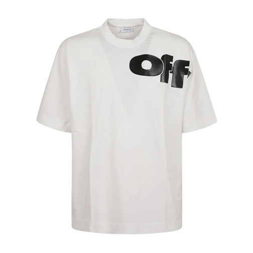 Off-White T-Shirts Pure Cotton Half Sleeve Skate Fit Logo T-Shirt White