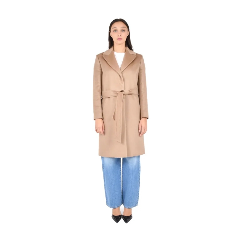 Max Mara Overgangsmantel Belted Midi Wrap Coat In Sumptuous Cashmere Neutrals