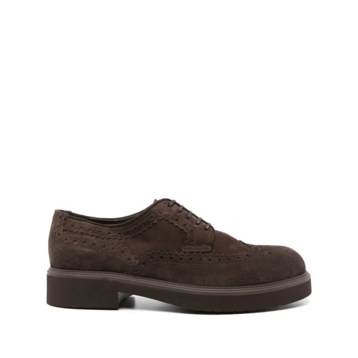 Salvatore Ferragamo Brown Perforated-Detailing Derby Shoes Brown Chaussures à lacets