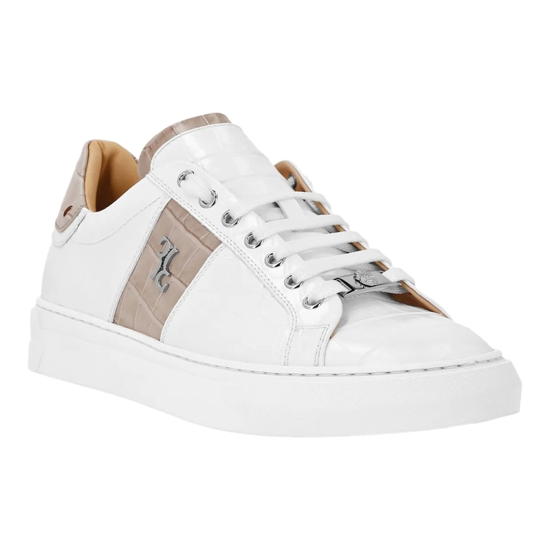 BILLIONAIRE Low-Top-Sneaker Low-Top Turnschuhe Crocco Print weiss