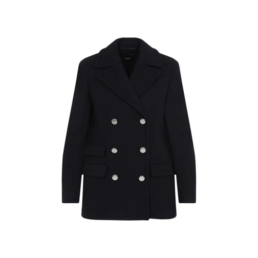 Theory  Baltic Blue Recycled Wool Peacoat Black