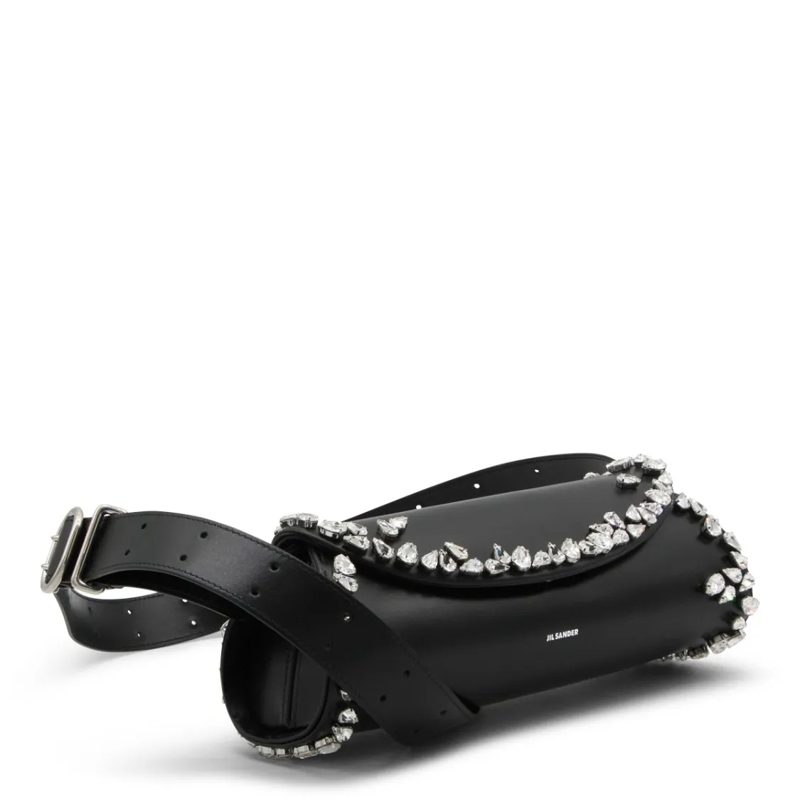 Jil Sander Sac à bandoulière Cylindrical Black Leather Belt Bag Black