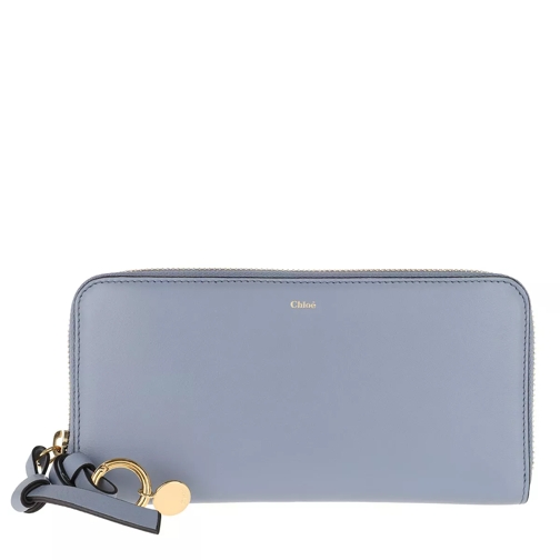 Chloé Wallet Leather Washed Blue Portemonnaie mit Zip-Around-Reißverschluss