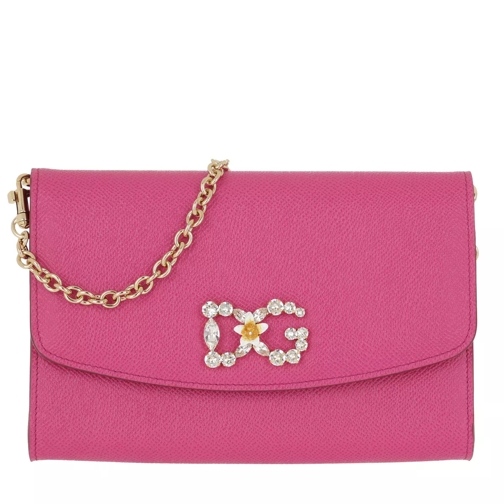 Dolce&Gabbana DG Wallet On Chain Leather Rosa Geranio Crossbody Bag